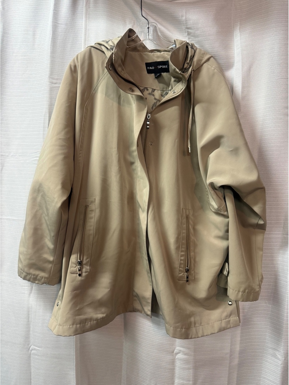 PAO SPORT Women's Beige Hooded Jacket Size 2X
